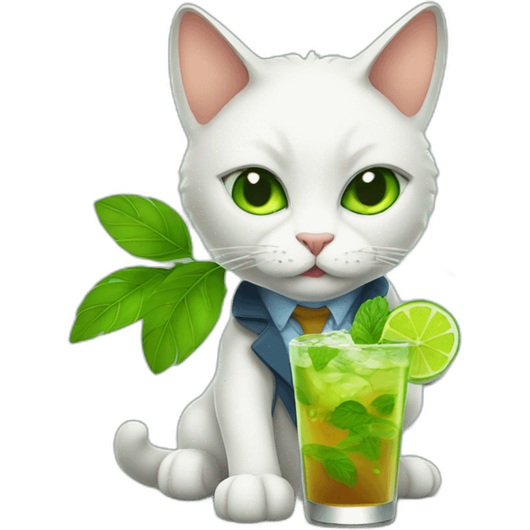 detective cat drinking mojito emoji