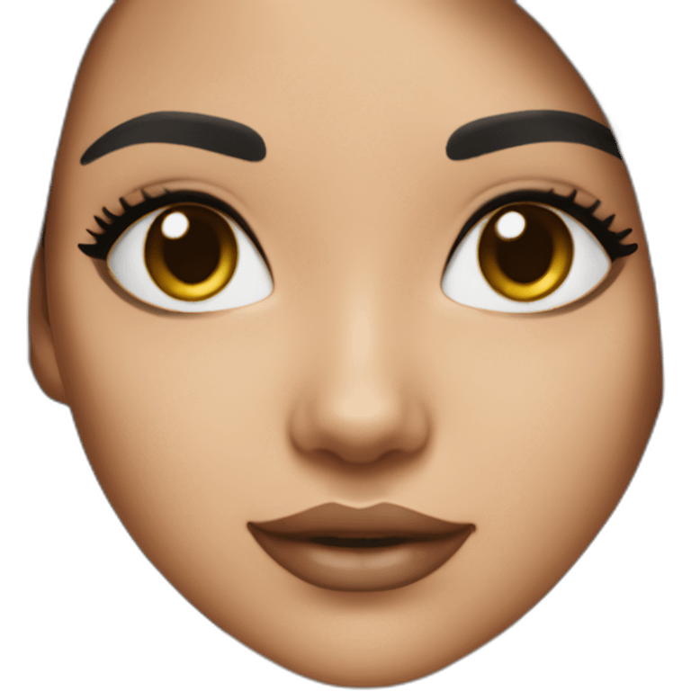 Girl with light skin tone black straight hair cat eye mold on right cheek emoji