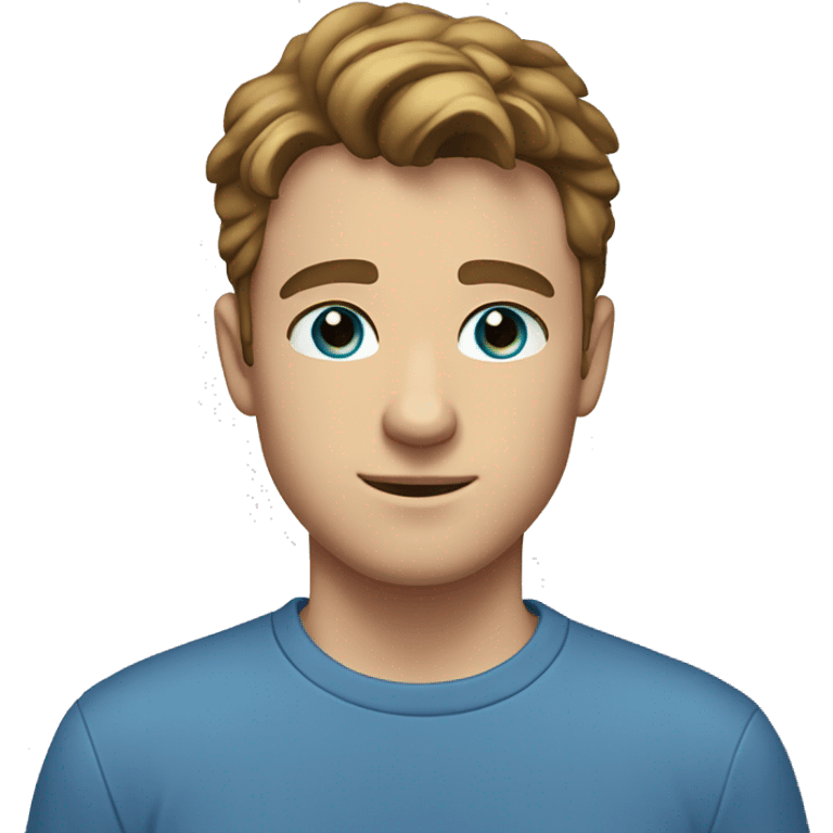 A 21 year old, white man, with short brown hair, with none facial hair,   with blue eyes wearing a t-shirt. emoji