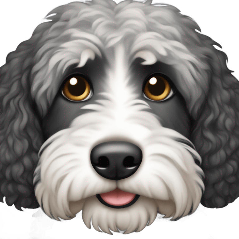 Bernedoodle with all black head and gray eyebrows  emoji