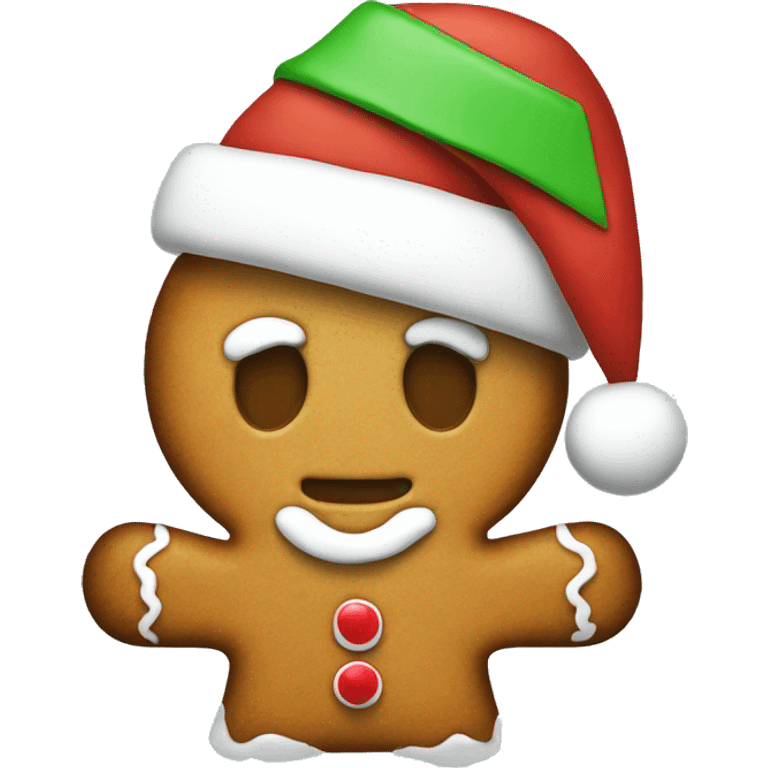 One gingerbread with santa hat emoji