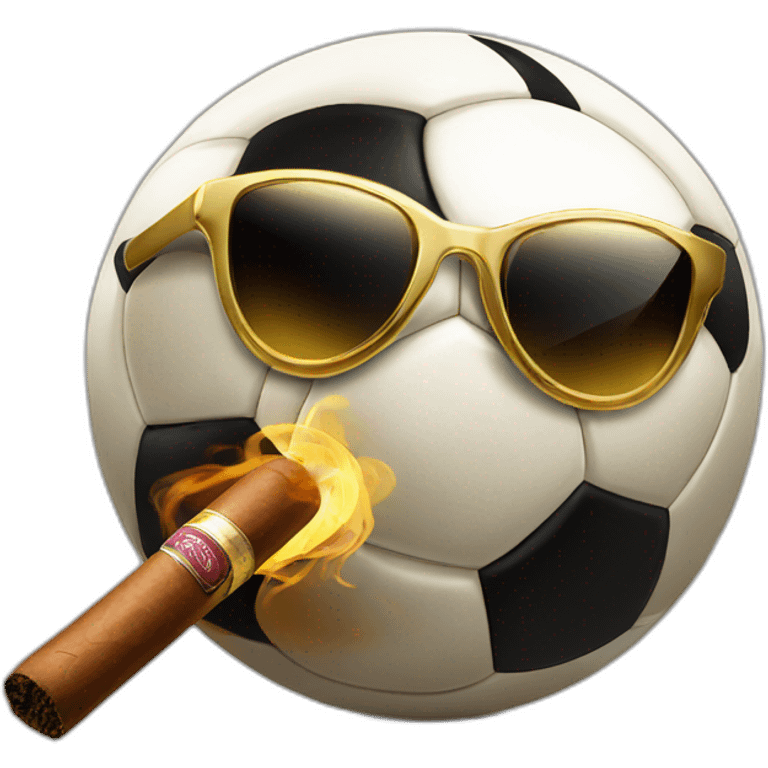 soccer ball wearing gold shades and smoking a cigar emoji