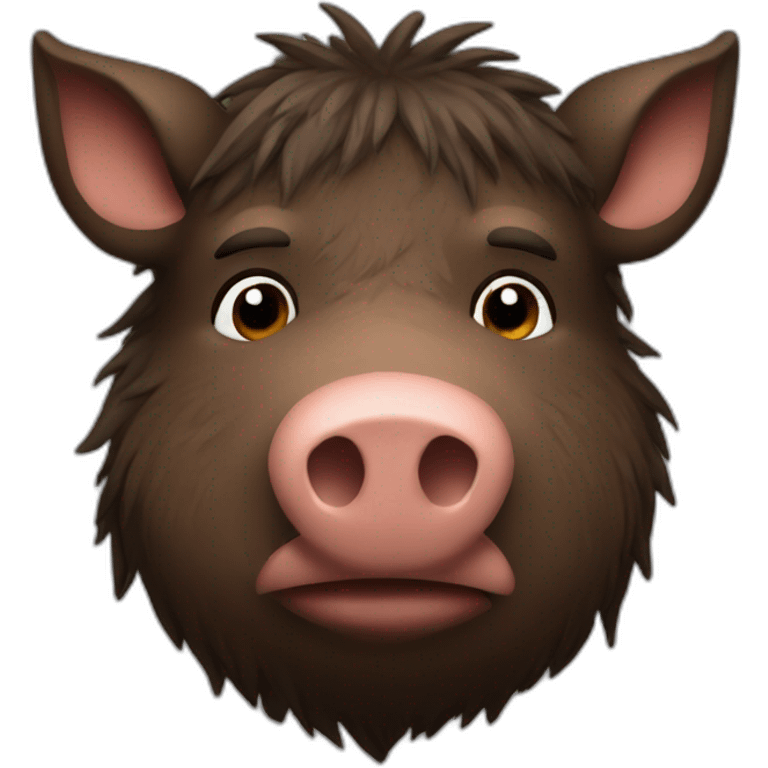 fullface sad brown boar with stubble in a black winter ha emoji