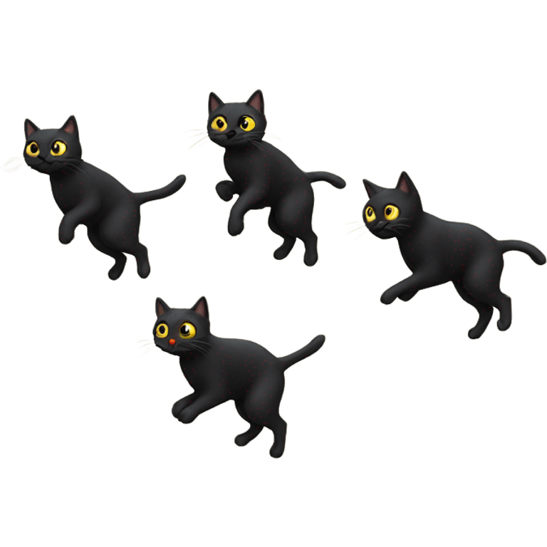 Black cats chasing a bird emoji