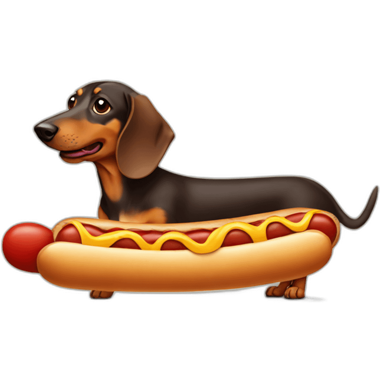 dachshund with a hotdog emoji