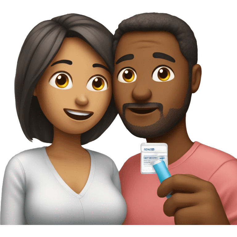 couple looking at pregnancy test emoji