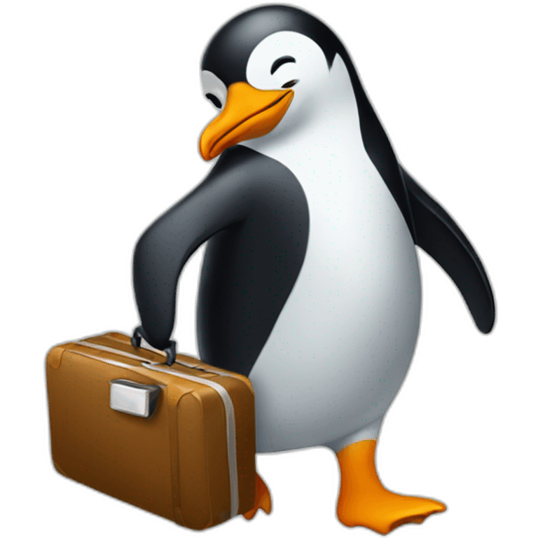 penguin carrying a suitcase walking  emoji