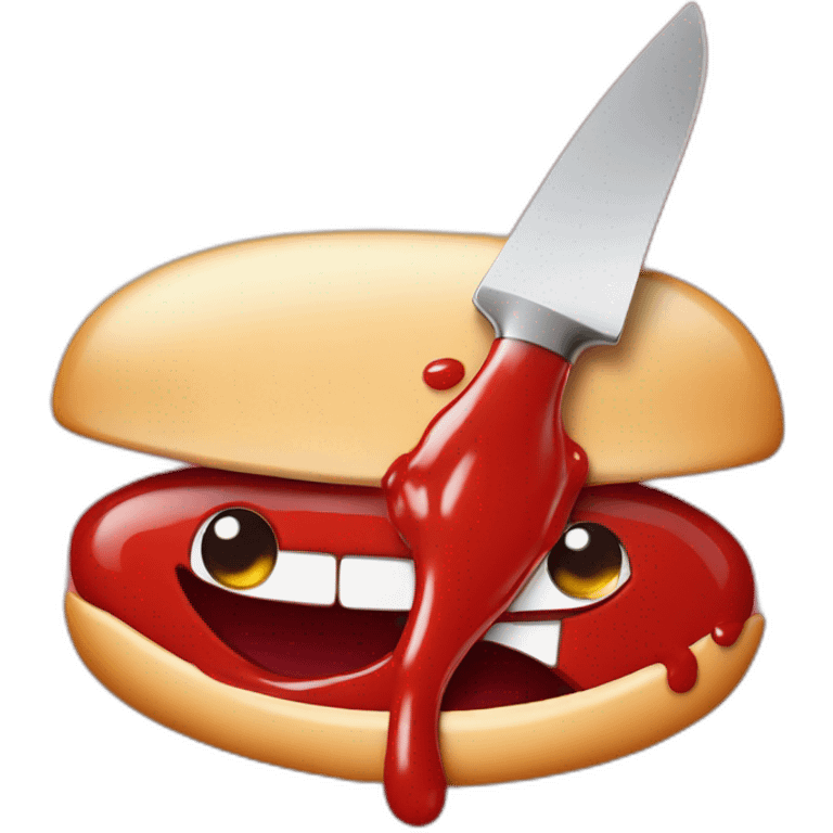 goofy with butterknife covered in ketchup emoji