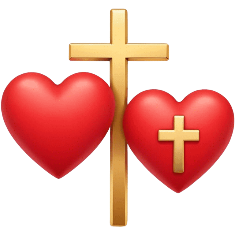 Two red hearts united by a gold cross  emoji