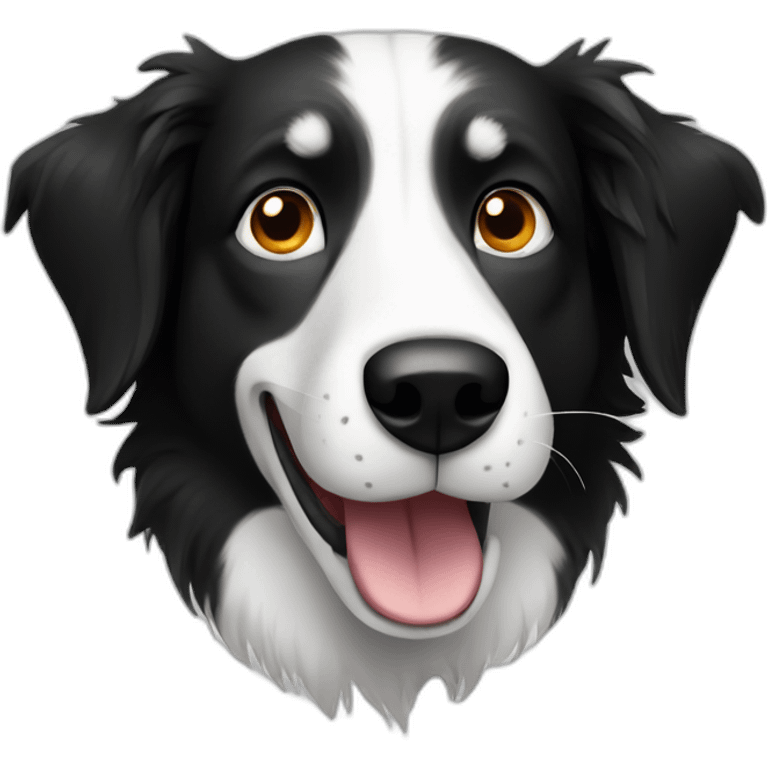 Skinny face Black and white Border collie dog Pixar style emoji