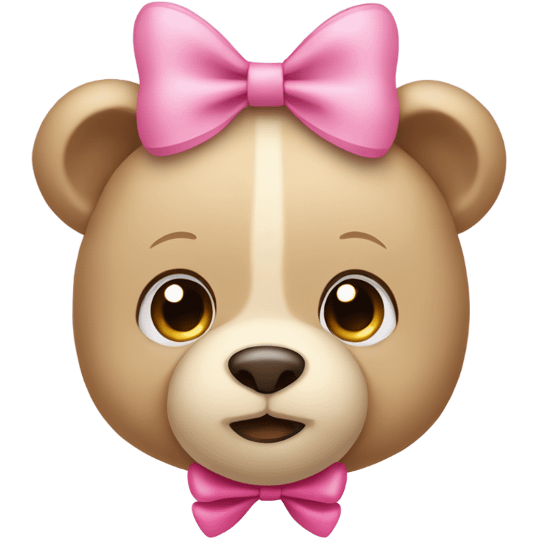 Light Beige teddy bear eyes wearing a pink bow on right ear emoji