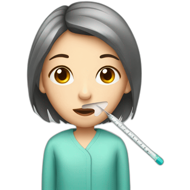 Illness girl with thermometer in the mouth emoji