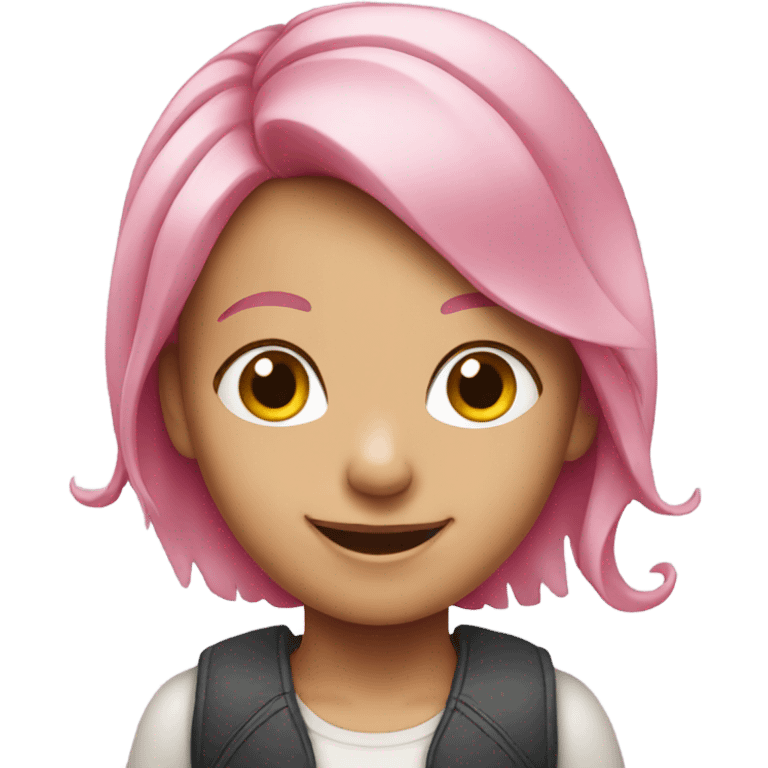 Girl with pink hair happy emoji