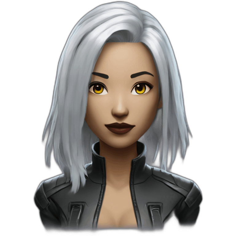 Cyberpunk 2077 woman silver hair emoji