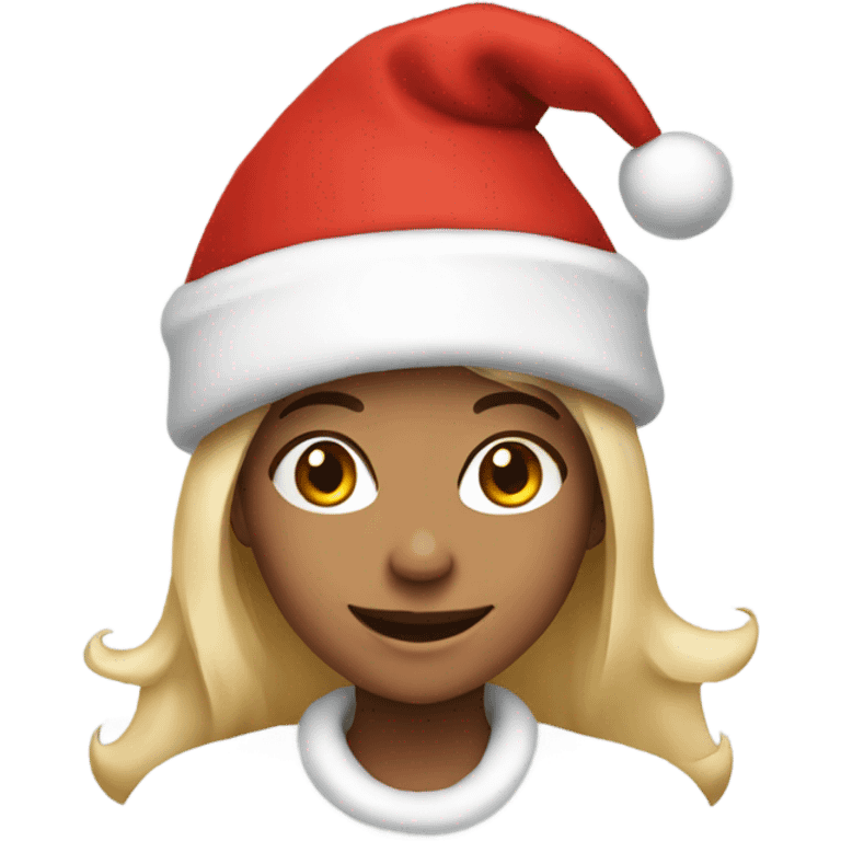 Smiling girl with a Santa hat on  emoji