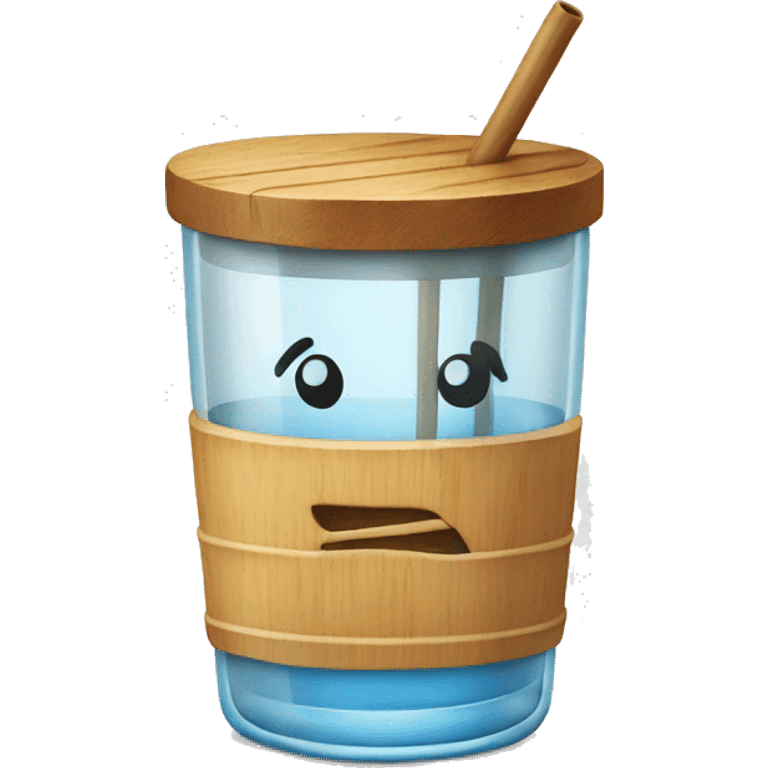 glass with wood lid and straw emoji