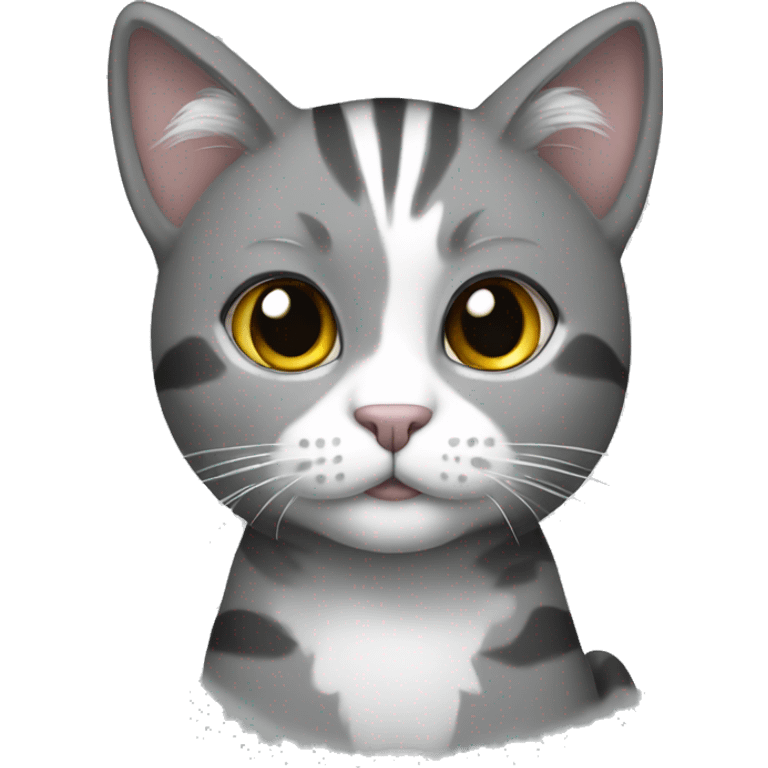 cat gray with white and black  emoji