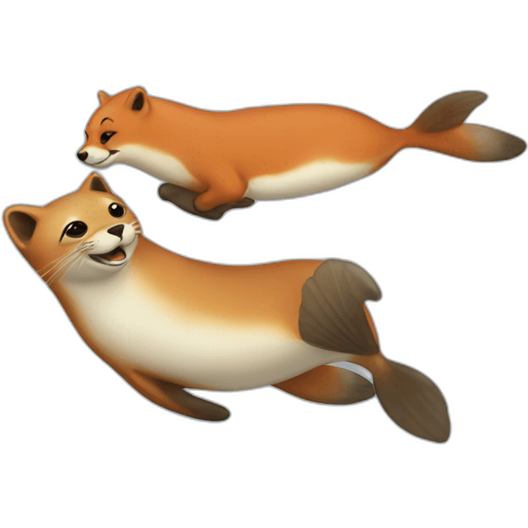 A seal flies on a fox emoji