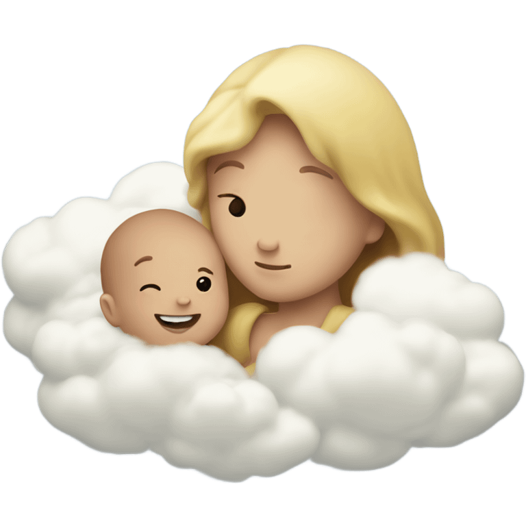 corazon en las nubes con un bebe emoji