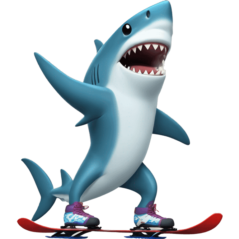 Shark on skis with a thumbs up emoji