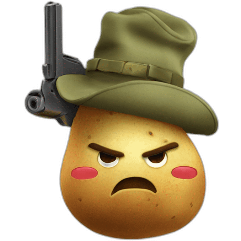 Angry potato with a gun emoji