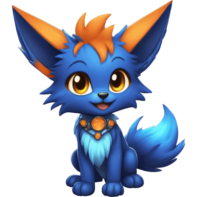 Anthro-Edgy-Cool-Blue-Orange-Contrast-Colors-Fantasy-Fur-Sona-Chibi-Shiny-Fakémon-Hybrid full body emoji