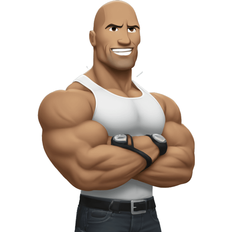 the rock double biceps with lightning bolts emoji