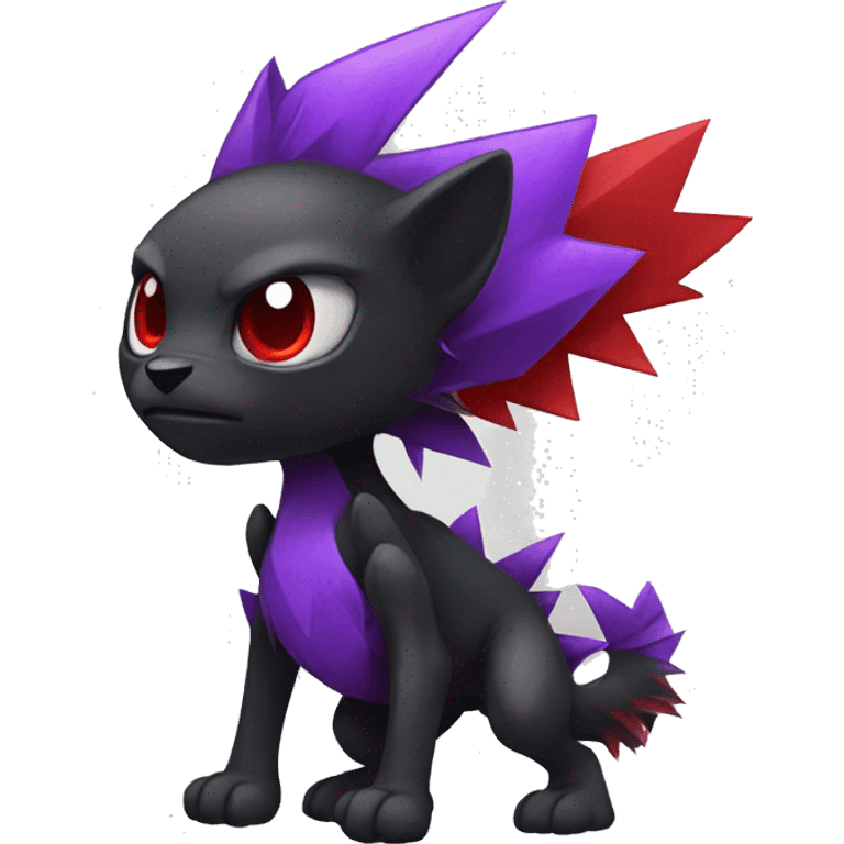 Black and purple and red edgy punk vernid Fakemon full body emoji