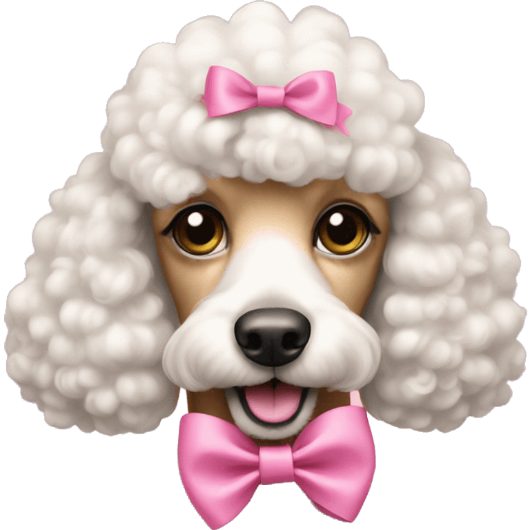 a poodle wearing a pink bow emoji