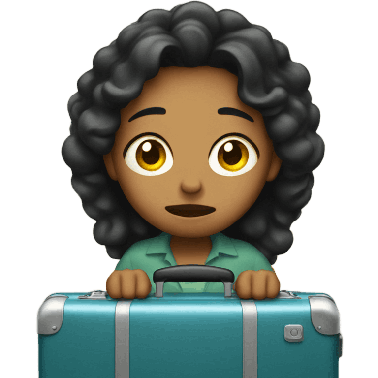 Tracy crying with a suitcase emoji