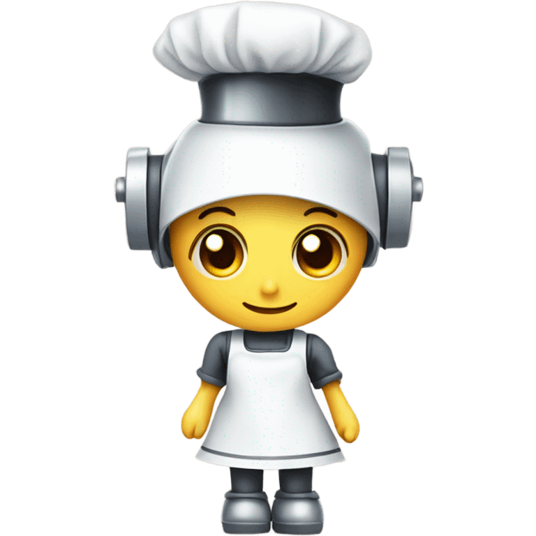 Robot wearing a maid apron and hat emoji