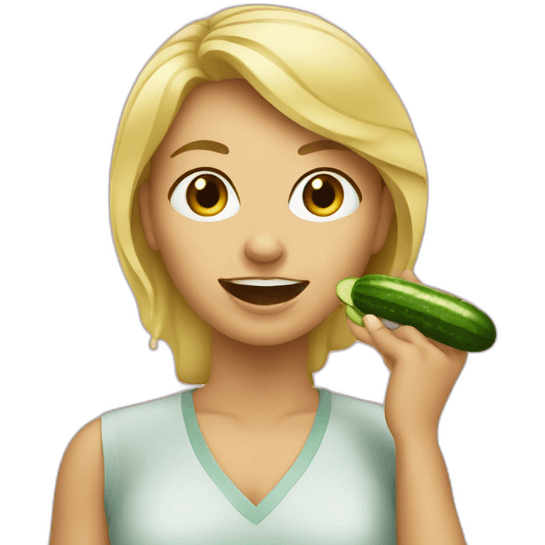 blonde woman eating cucumber emoji