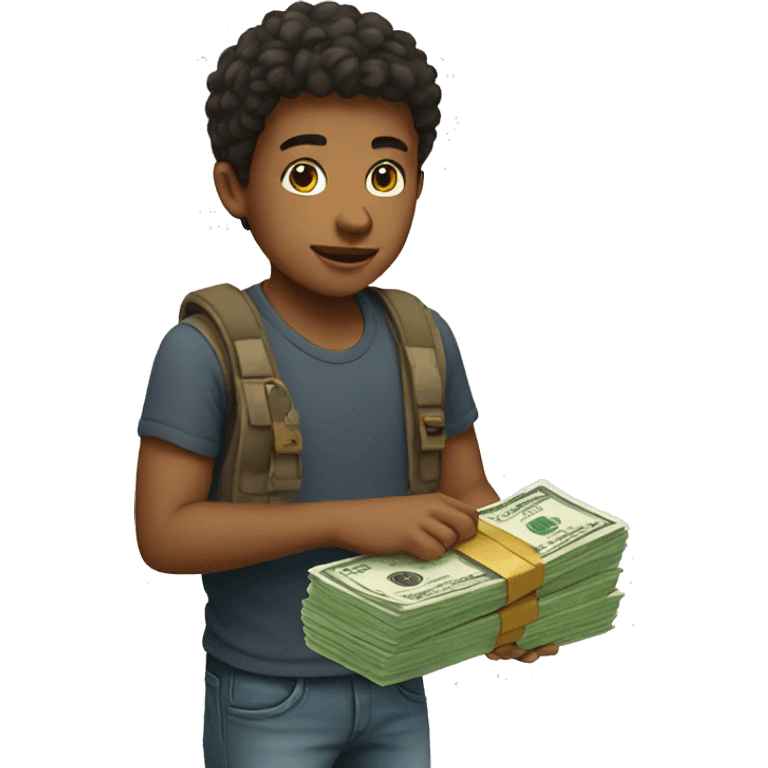 Boy with money emoji