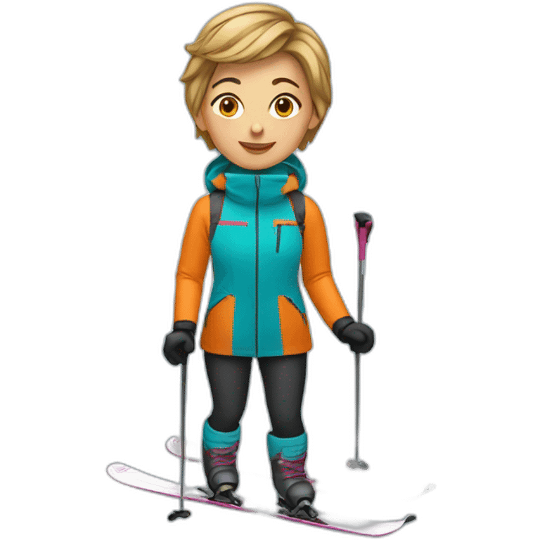 skiing woman with short hair emoji