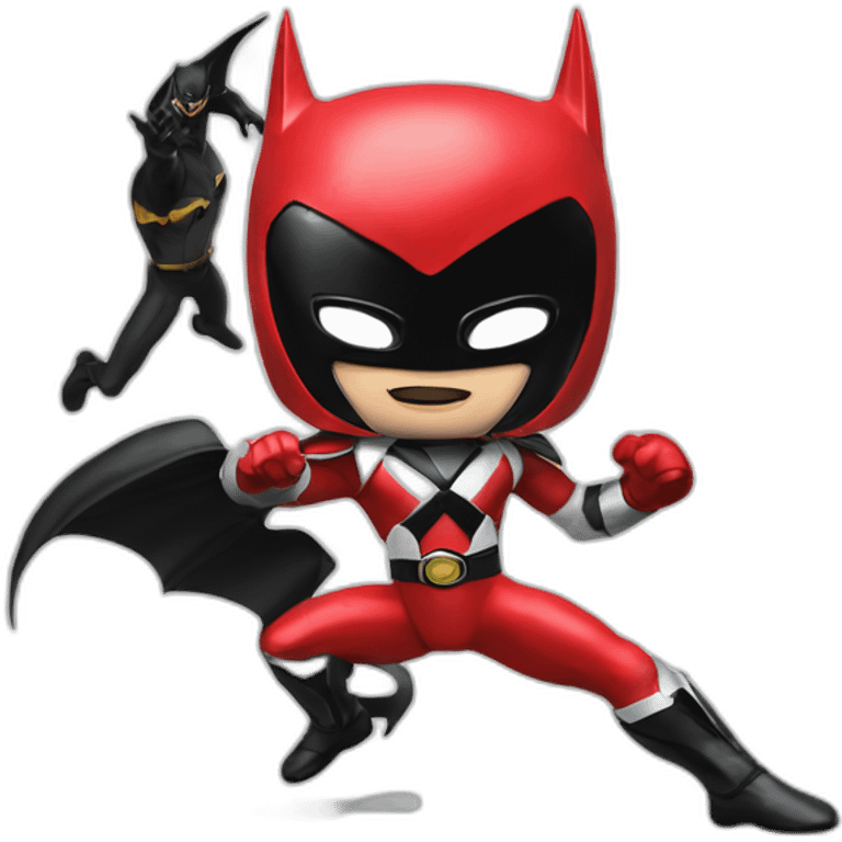 Hyperrealist Power rangers fight with batman emoji