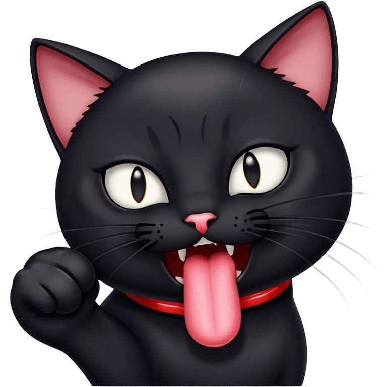 black cat with his tongue out getting punched emoji