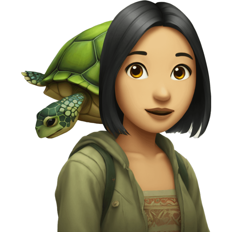 a turtle on an asia girl head emoji