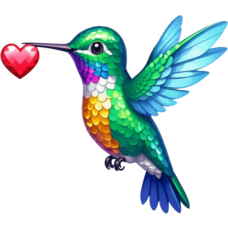 Sparkly hummingbird with heart  emoji