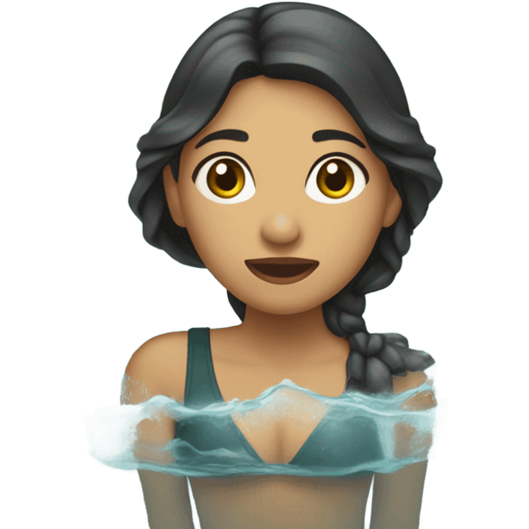 Mujer morena delgada en el agua emoji