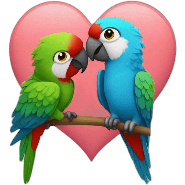 Parrots kiss heart emoji