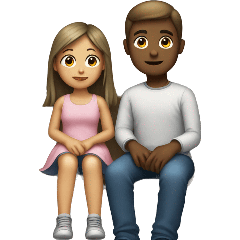 Boy sitting with girl on his lap emoji