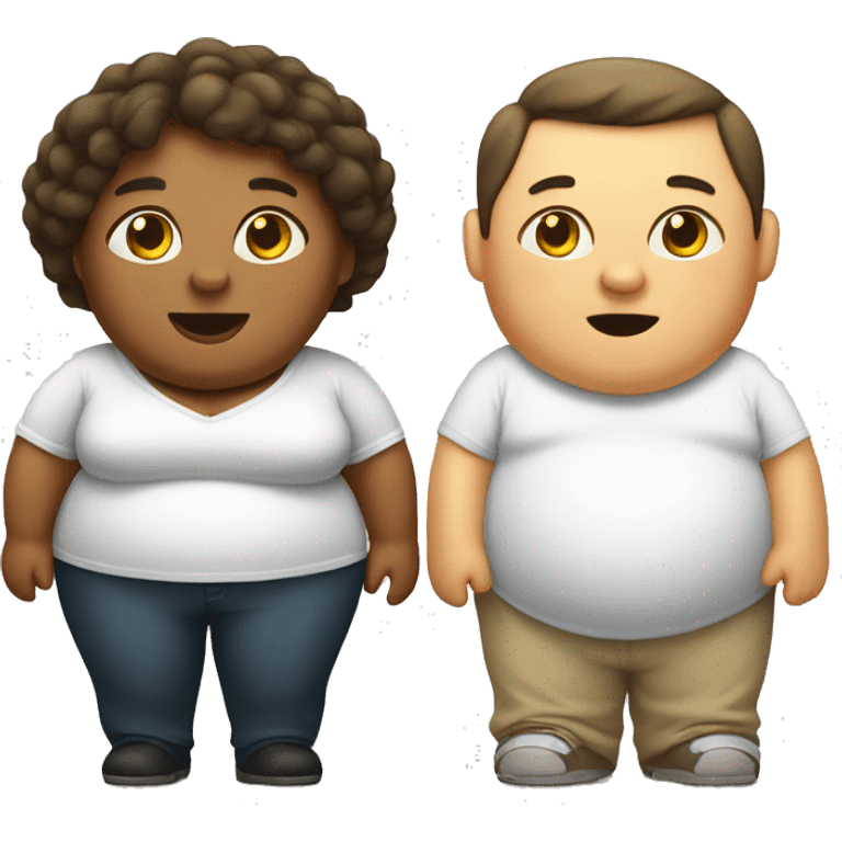 Fat woman and thin man emoji