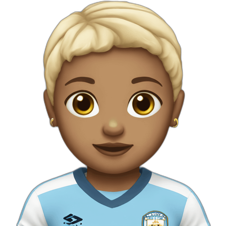 baby girl wearing Manchester City football shirt emoji