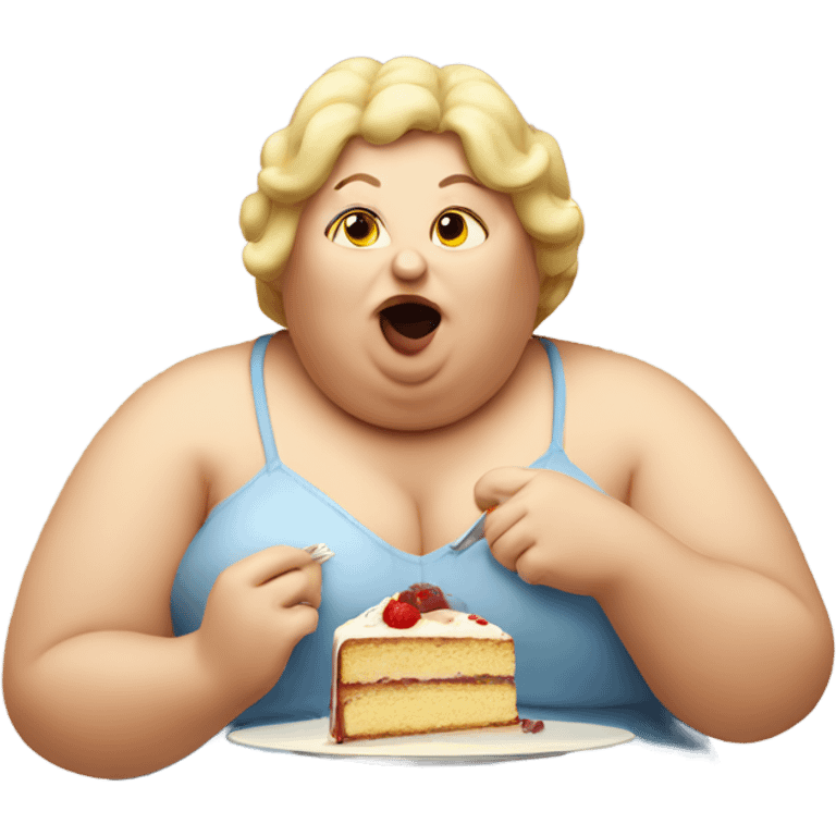 Fat lady eating cake emoji