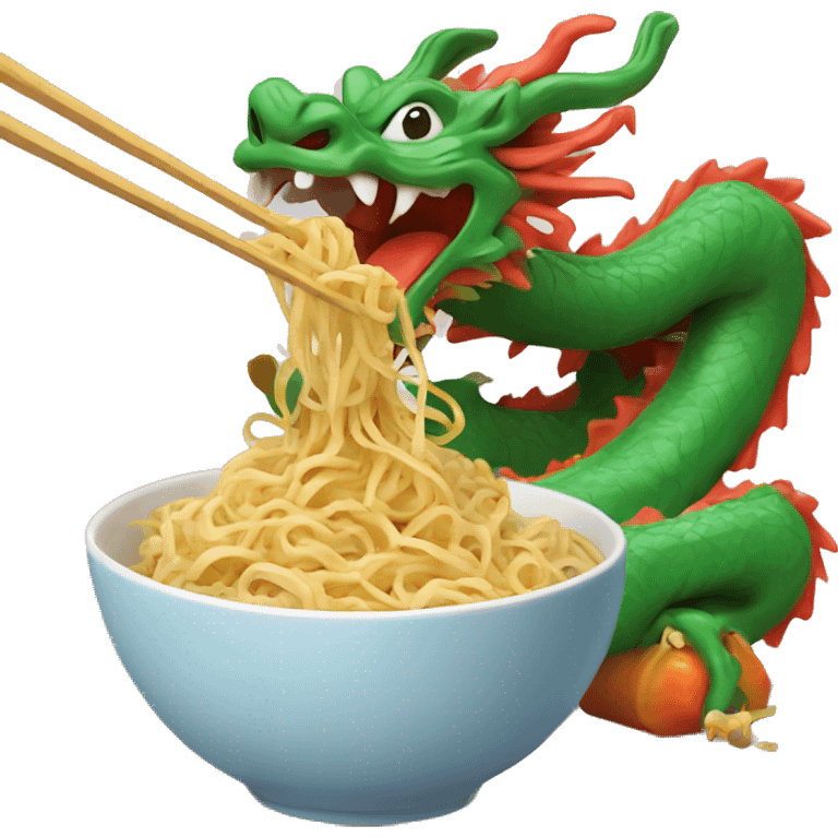 Chinese dragon eating noodles  emoji