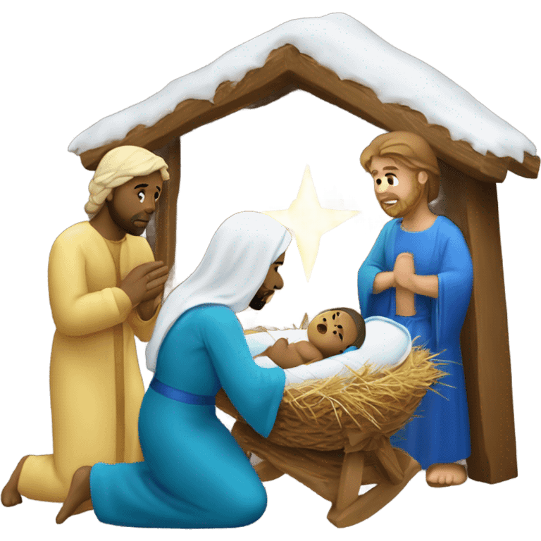 Manger scene with baby Jesus, Joseph and Mary emoji