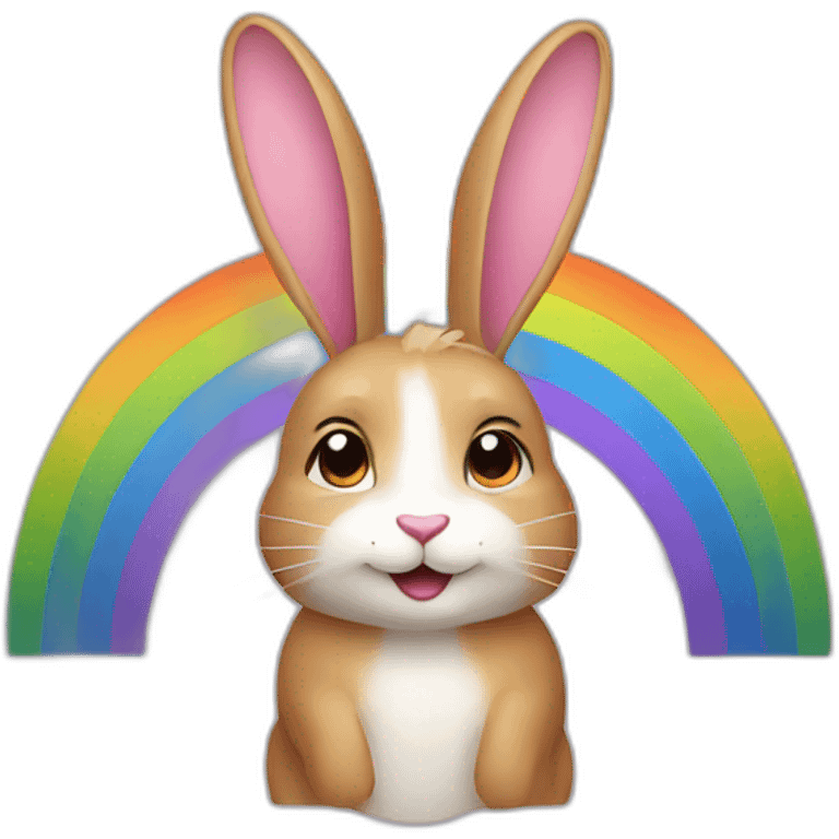 Rabbit rainbow face emoji