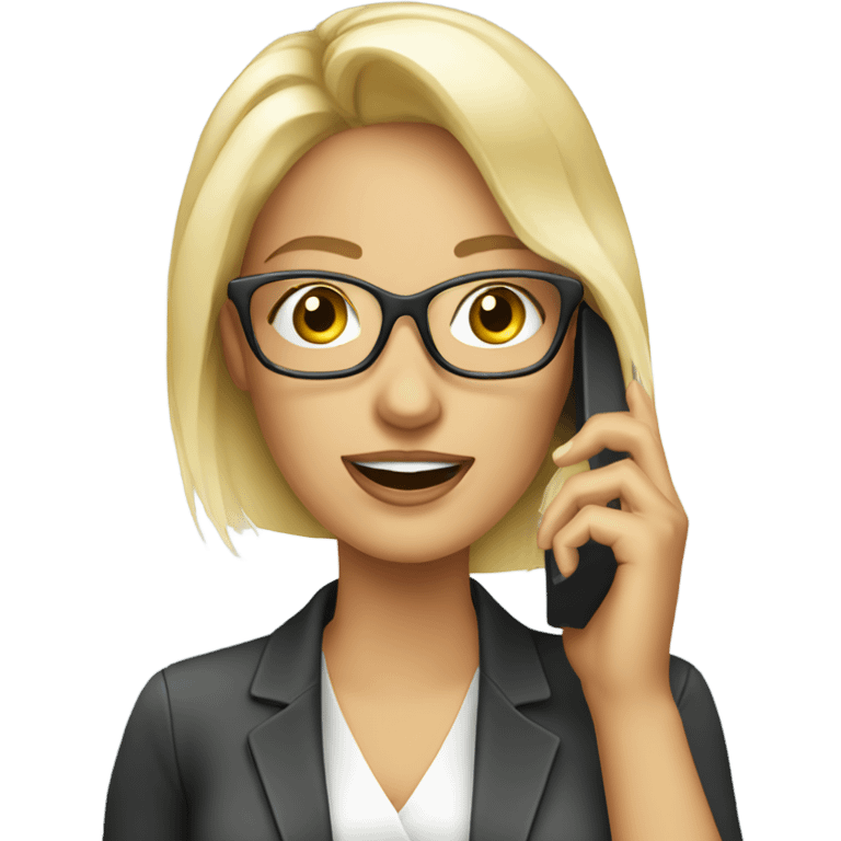 Beautiful Blonde woman wearing glasses calling on cell phone emoji