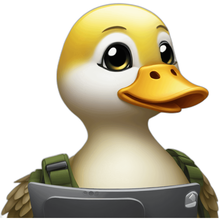 Cute duck as hacker emoji