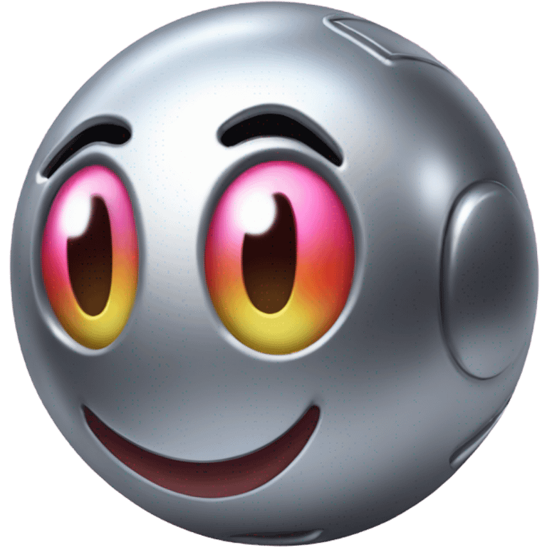 Metal cute Kirb ball driving on 4 car wheels emoji